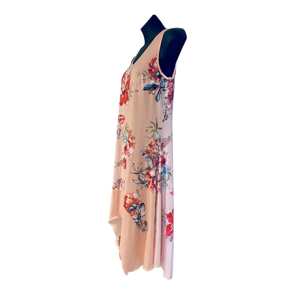 Monroe & Main Blush Peach Floral Summer Stretchy Casual Resort Cruise Day Dress - Picture 7 of 15